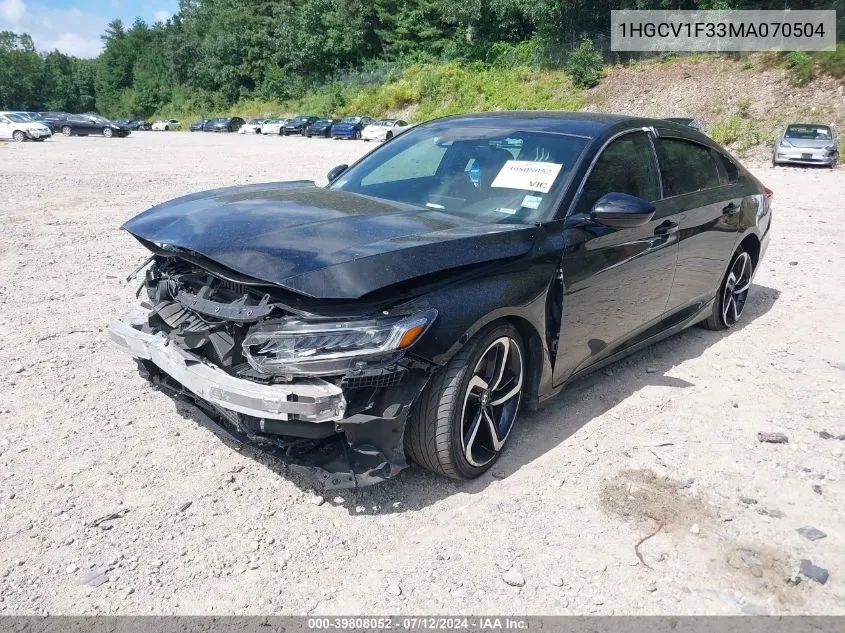 2021 Honda Accord Sport VIN: 1HGCV1F33MA070504 Lot: 39808052