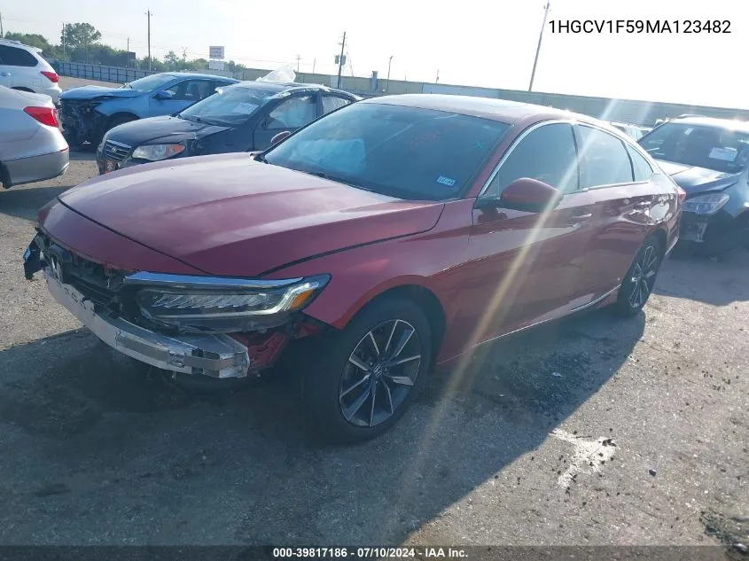 2021 Honda Accord Ex-L VIN: 1HGCV1F59MA123482 Lot: 39817186