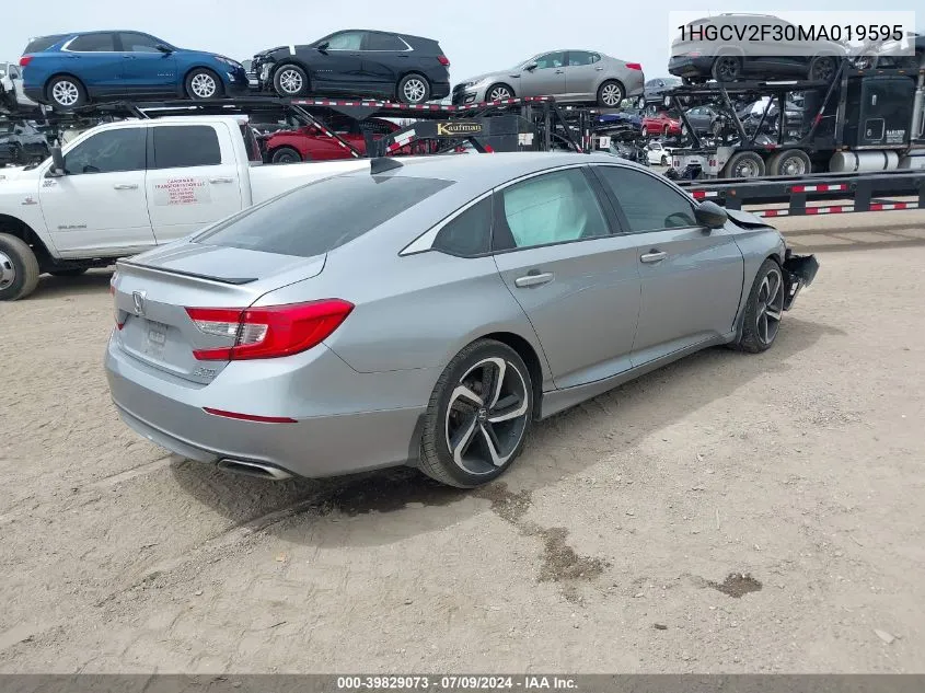 2021 Honda Accord Sport 2.0T VIN: 1HGCV2F30MA019595 Lot: 39829073