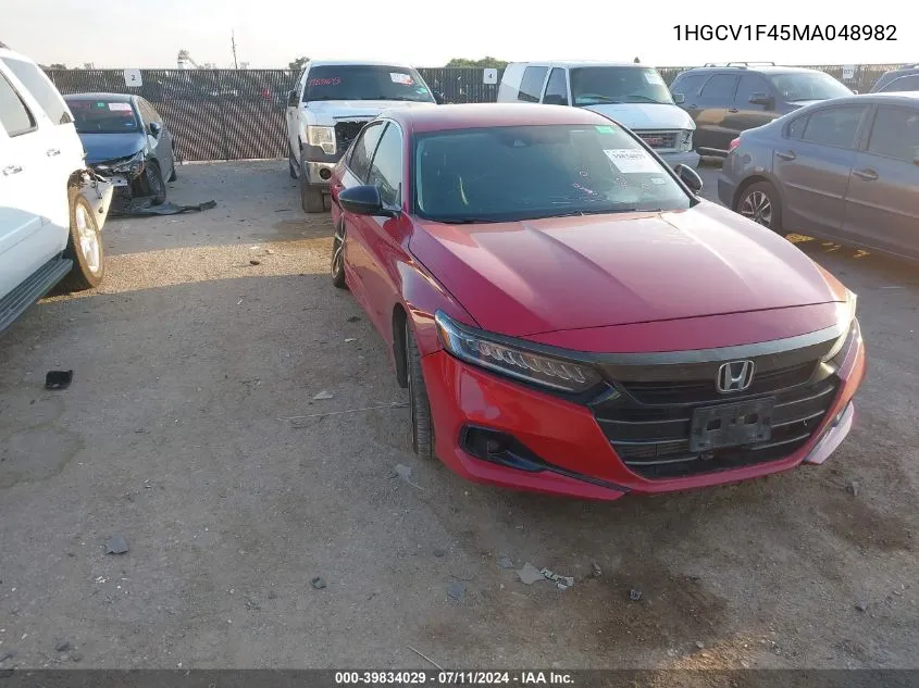 2021 Honda Accord Sport Special Edition VIN: 1HGCV1F45MA048982 Lot: 39834029