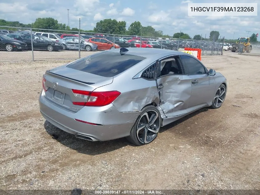 2021 Honda Accord Sport VIN: 1HGCV1F39MA123268 Lot: 39839147