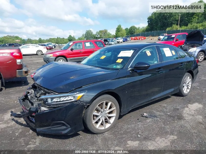 2021 Honda Accord Lx VIN: 1HGCV1F12MA068984 Lot: 39881936