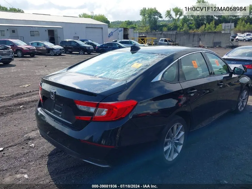 2021 Honda Accord Lx VIN: 1HGCV1F12MA068984 Lot: 39881936