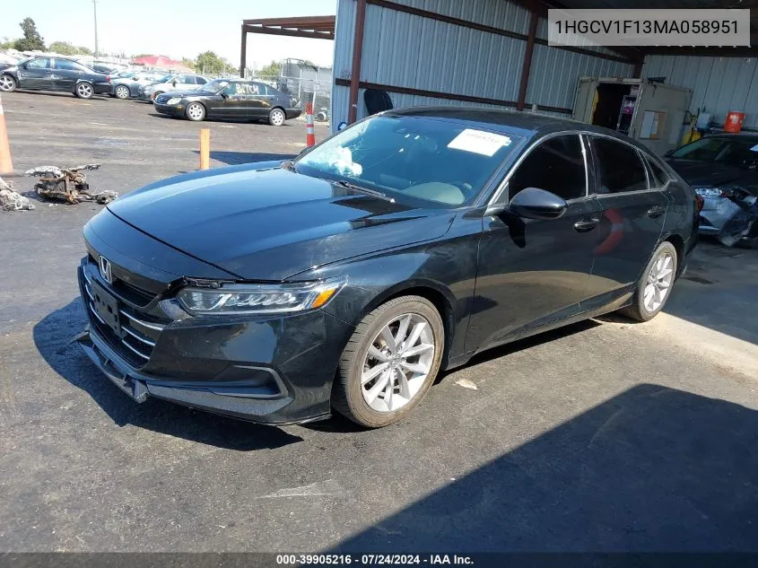 2021 Honda Accord Lx VIN: 1HGCV1F13MA058951 Lot: 39905216