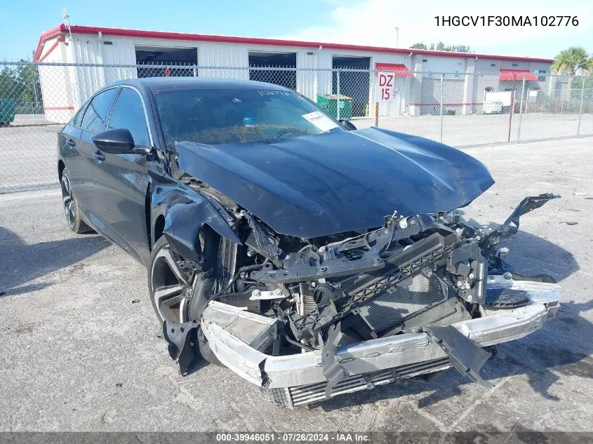 2021 Honda Accord Sport VIN: 1HGCV1F30MA102776 Lot: 39946051