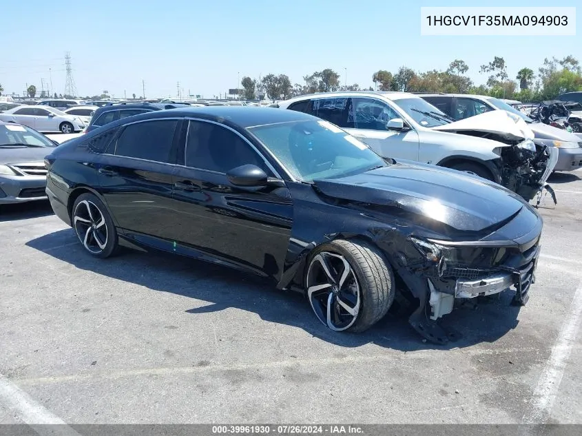 1HGCV1F35MA094903 2021 Honda Accord Sport