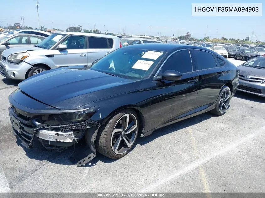 1HGCV1F35MA094903 2021 Honda Accord Sport