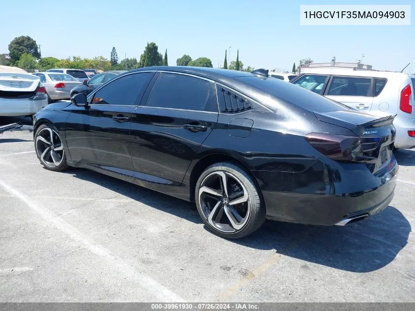 1HGCV1F35MA094903 2021 Honda Accord Sport