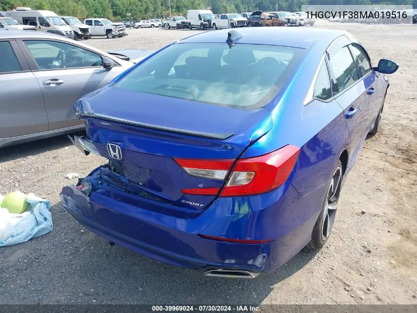 2021 Honda Accord Sport VIN: 1HGCV1F38MA019516 Lot: 39969024