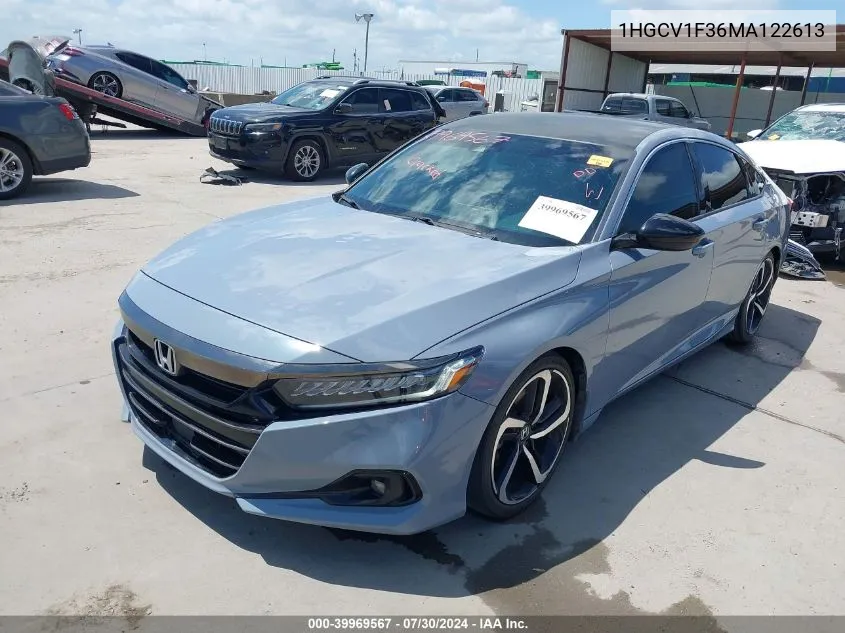 2021 Honda Accord Sport VIN: 1HGCV1F36MA122613 Lot: 39969567