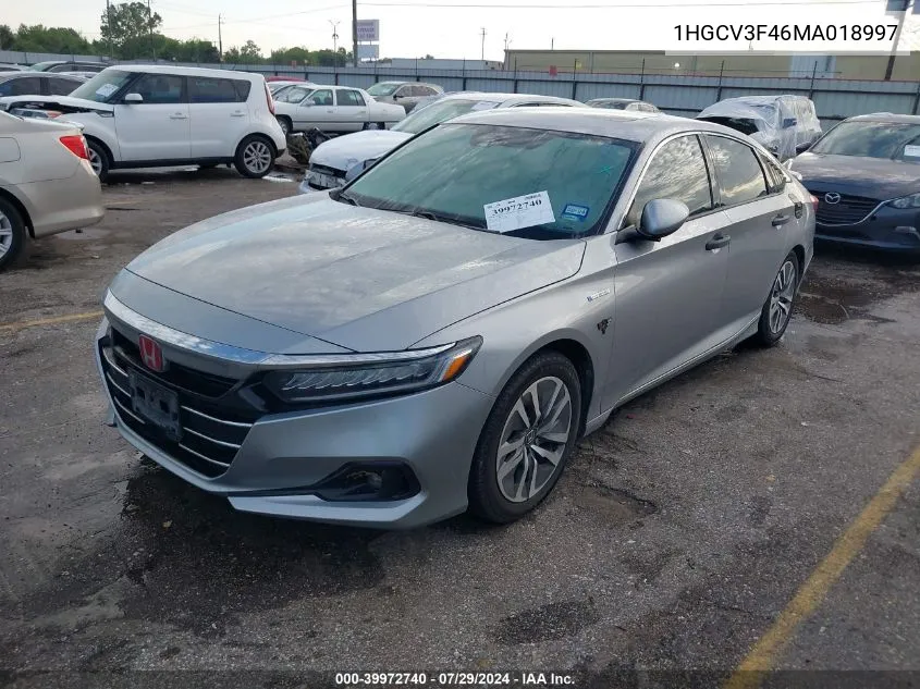 2021 Honda Accord Hybrid Ex VIN: 1HGCV3F46MA018997 Lot: 39972740