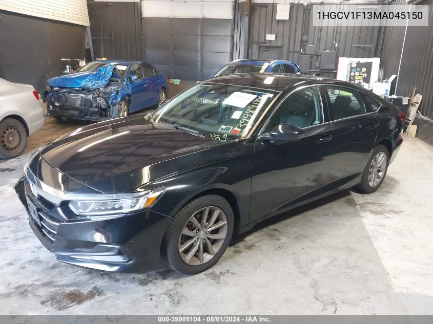 2021 Honda Accord Lx VIN: 1HGCV1F13MA045150 Lot: 39989104