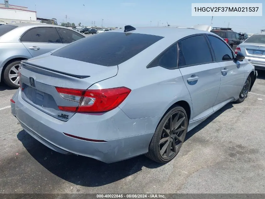 1HGCV2F37MA021537 2021 Honda Accord Sport 2.0T