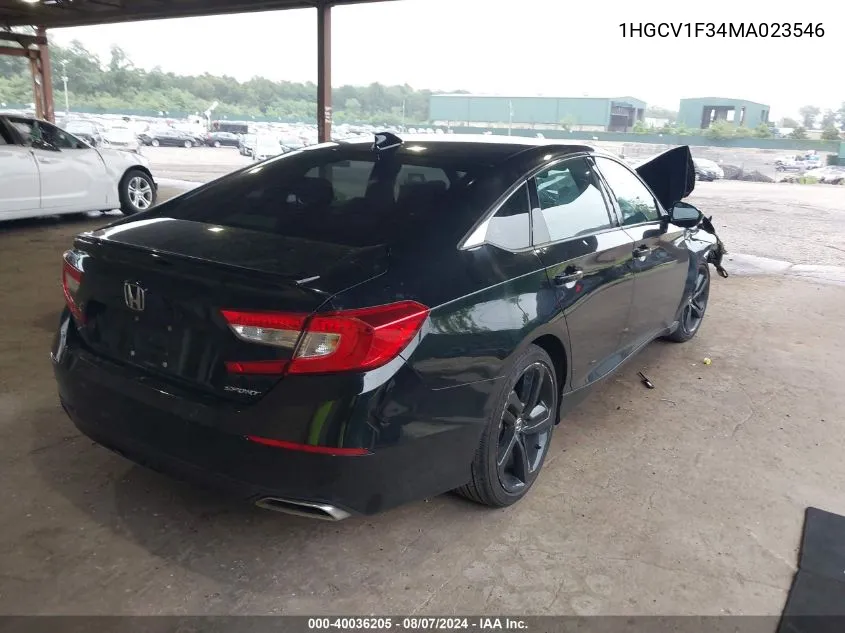 2021 Honda Accord Sport VIN: 1HGCV1F34MA023546 Lot: 40036205