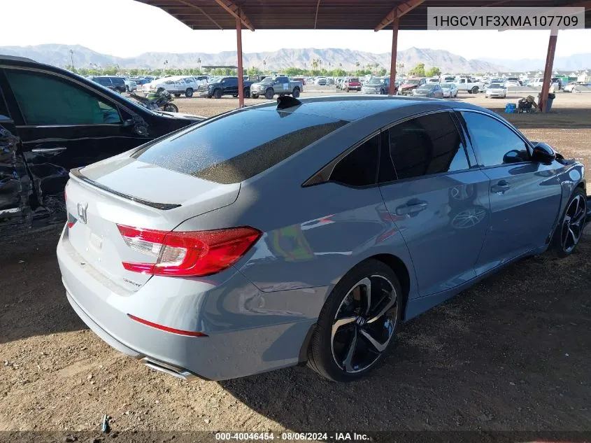 2021 Honda Accord Sport VIN: 1HGCV1F3XMA107709 Lot: 40046454