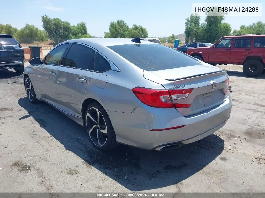 2021 Honda Accord Sport Special Edition VIN: 1HGCV1F48MA124288 Lot: 40054321