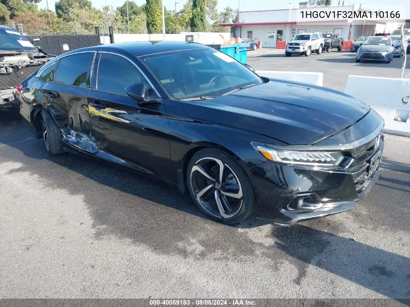 1HGCV1F32MA110166 2021 Honda Accord Sport