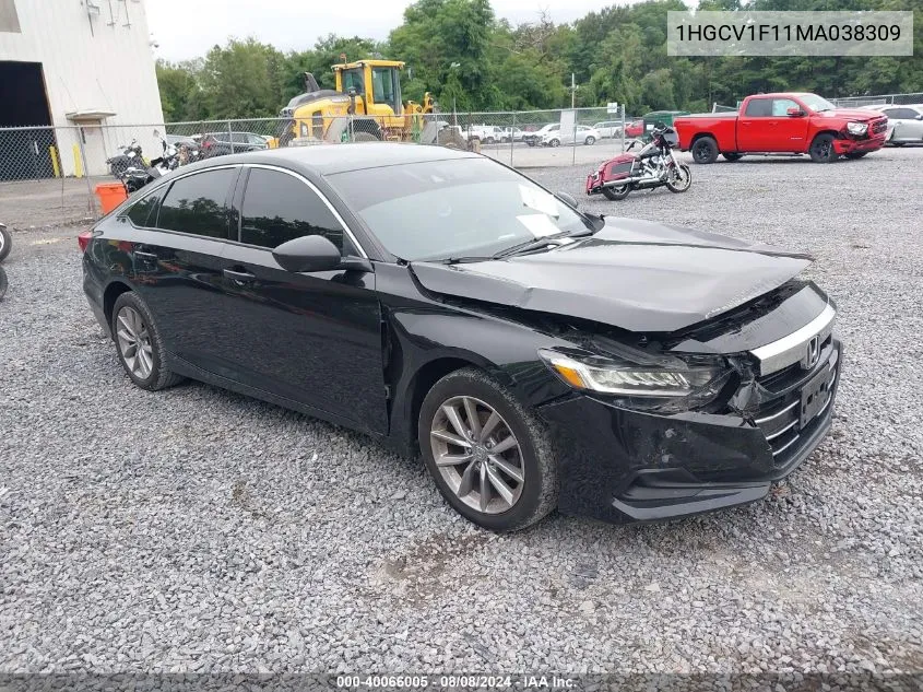 2021 Honda Accord Lx VIN: 1HGCV1F11MA038309 Lot: 40066005