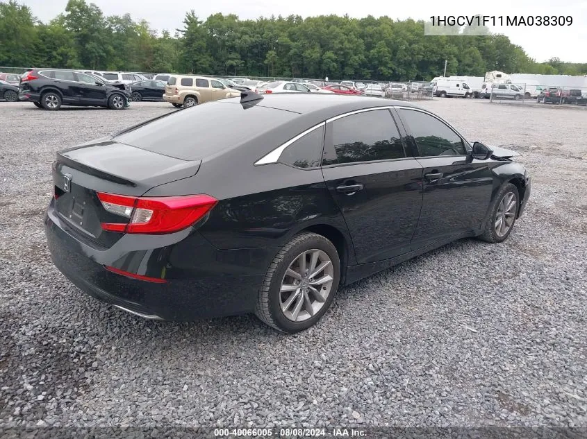 2021 Honda Accord Lx VIN: 1HGCV1F11MA038309 Lot: 40066005