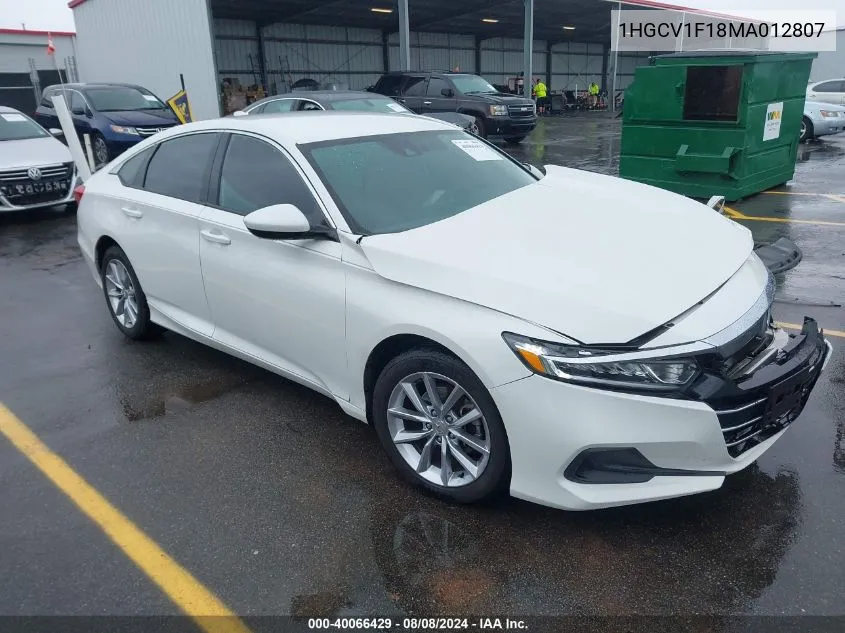 2021 Honda Accord Lx VIN: 1HGCV1F18MA012807 Lot: 40066429