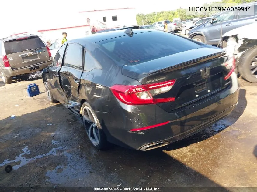 2021 Honda Accord Sport VIN: 1HGCV1F39MA059944 Lot: 40074845