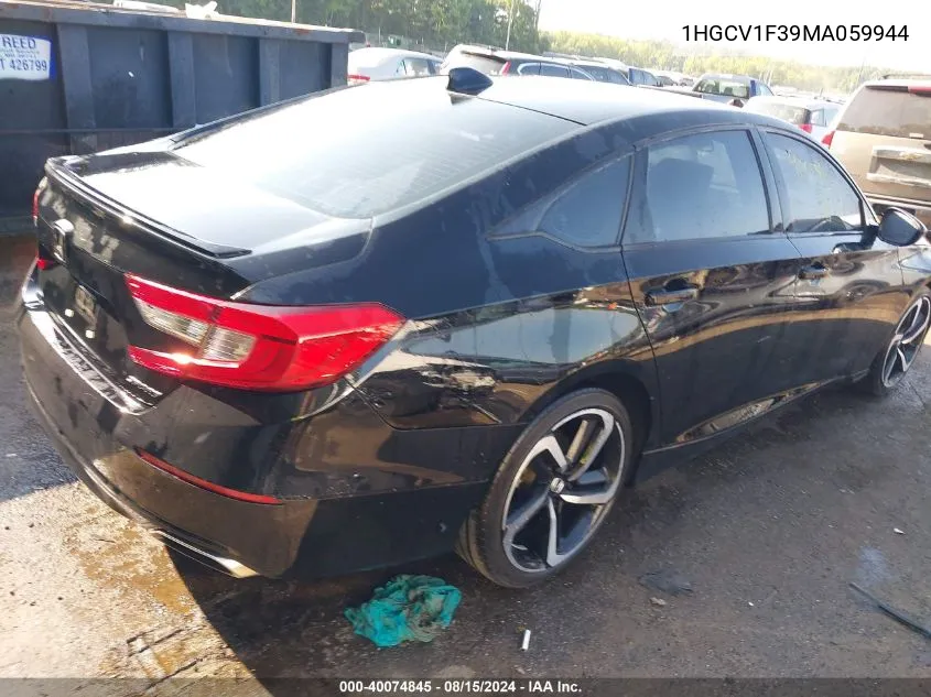 2021 Honda Accord Sport VIN: 1HGCV1F39MA059944 Lot: 40074845