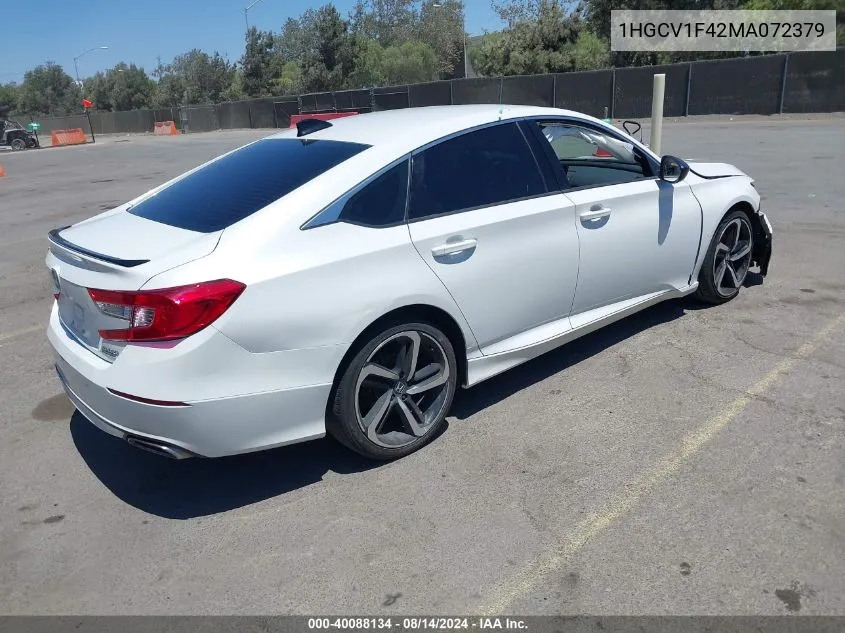 2021 Honda Accord Sport Special Edition VIN: 1HGCV1F42MA072379 Lot: 40088134