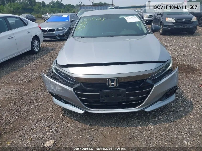 2021 Honda Accord Sport Special Edition VIN: 1HGCV1F48MA111587 Lot: 40095637