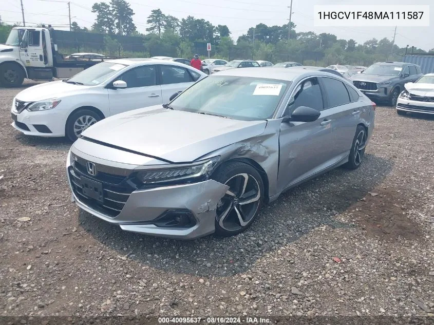 2021 Honda Accord Sport Special Edition VIN: 1HGCV1F48MA111587 Lot: 40095637