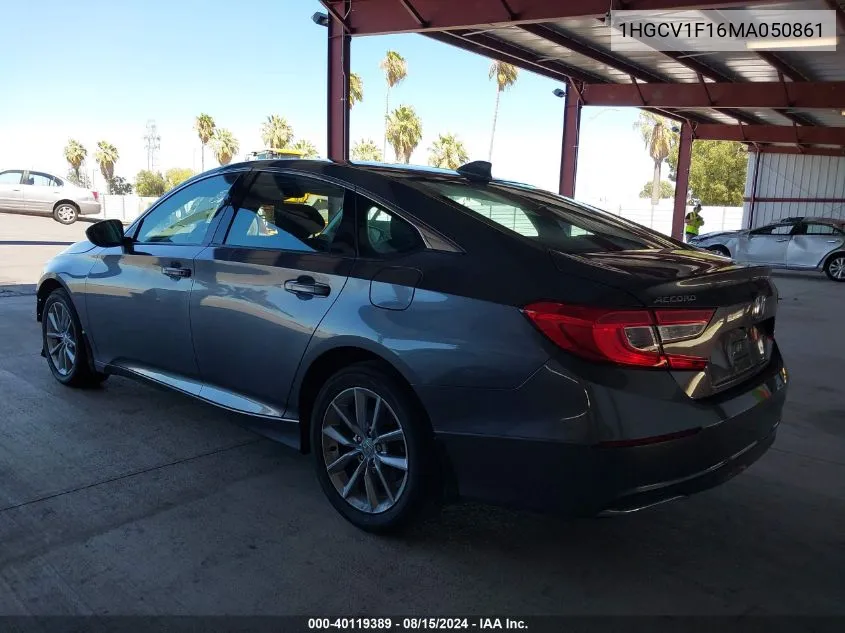 2021 Honda Accord Lx VIN: 1HGCV1F16MA050861 Lot: 40119389