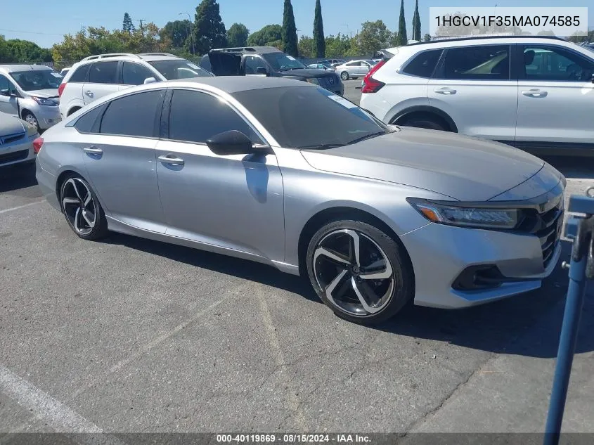 2021 Honda Accord Sport VIN: 1HGCV1F35MA074585 Lot: 40119869