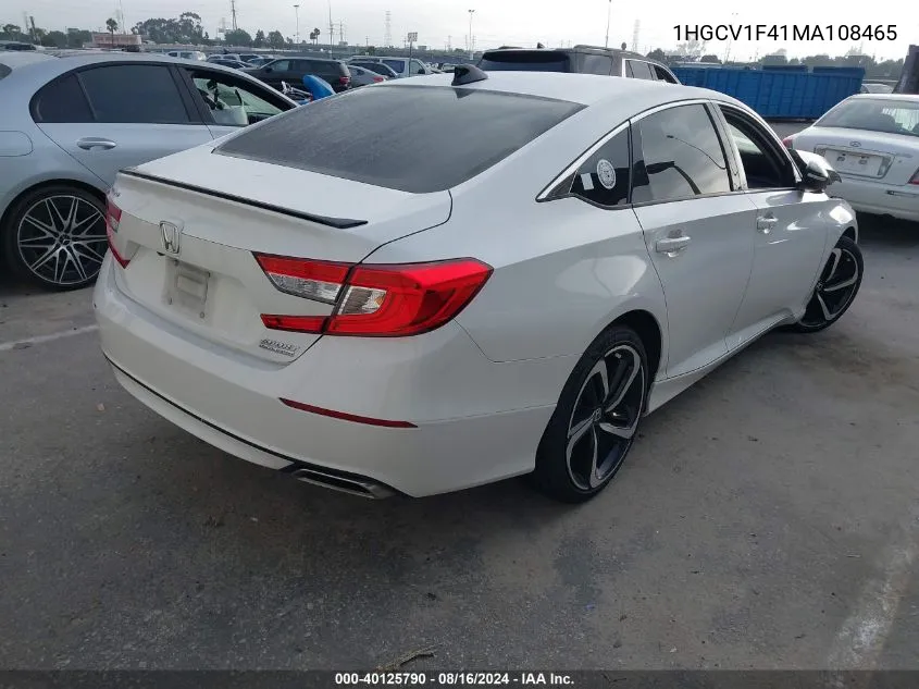 2021 Honda Accord Sport Special Edition VIN: 1HGCV1F41MA108465 Lot: 40125790