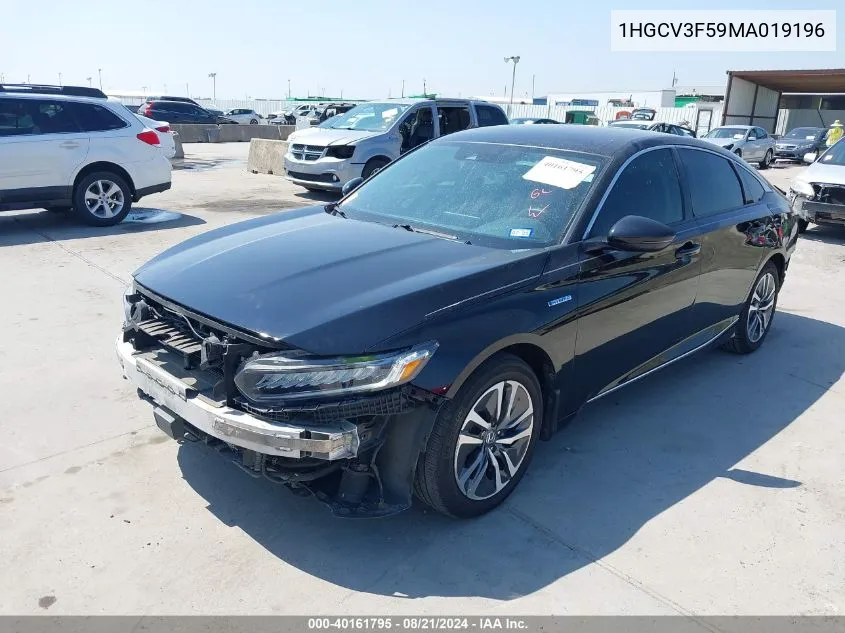 2021 Honda Accord Hybrid Exl VIN: 1HGCV3F59MA019196 Lot: 40161795