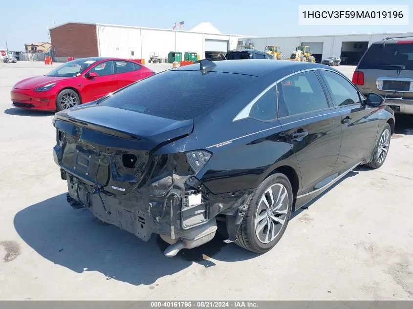 2021 Honda Accord Hybrid Exl VIN: 1HGCV3F59MA019196 Lot: 40161795