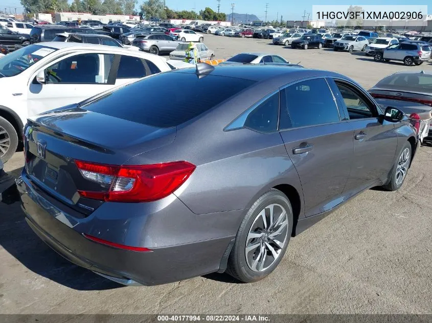 2021 Honda Accord Hybrid VIN: 1HGCV3F1XMA002906 Lot: 40177994