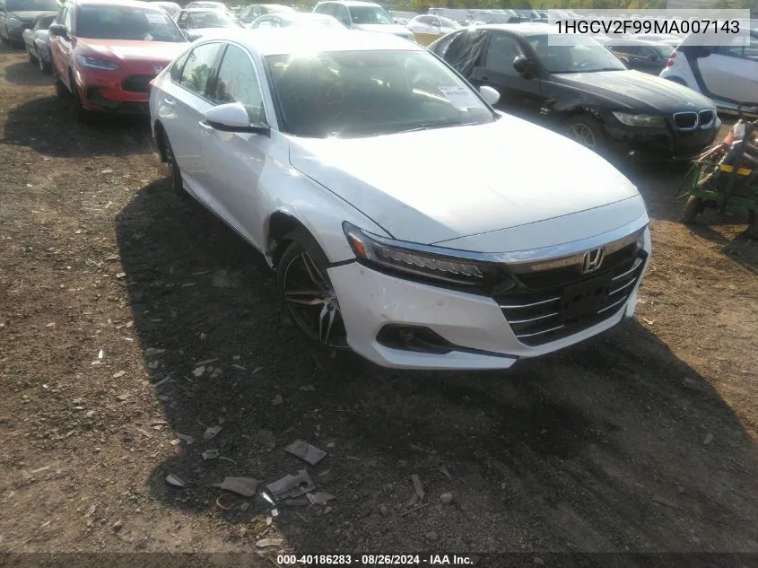 2021 Honda Accord Touring VIN: 1HGCV2F99MA007143 Lot: 40186283