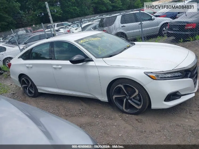 2021 Honda Accord Sport VIN: 1HGCV1F30MA084831 Lot: 40188453