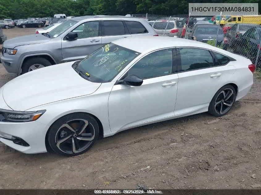 2021 Honda Accord Sport VIN: 1HGCV1F30MA084831 Lot: 40188453