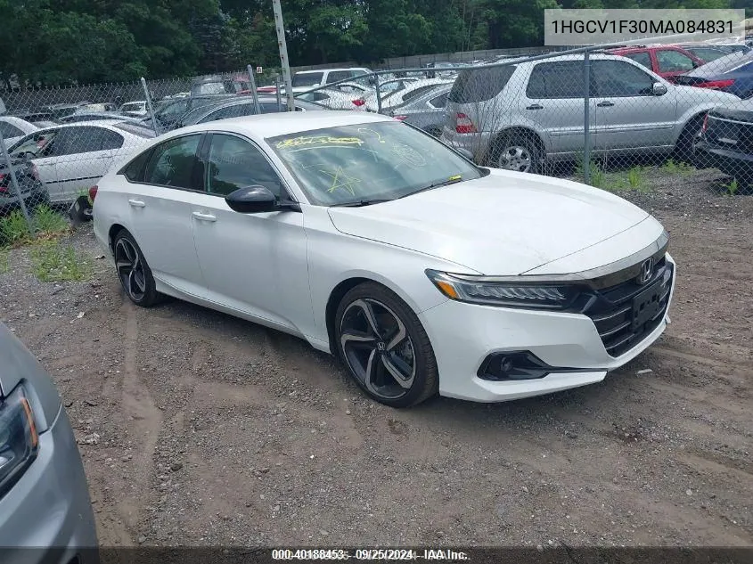 2021 Honda Accord Sport VIN: 1HGCV1F30MA084831 Lot: 40188453