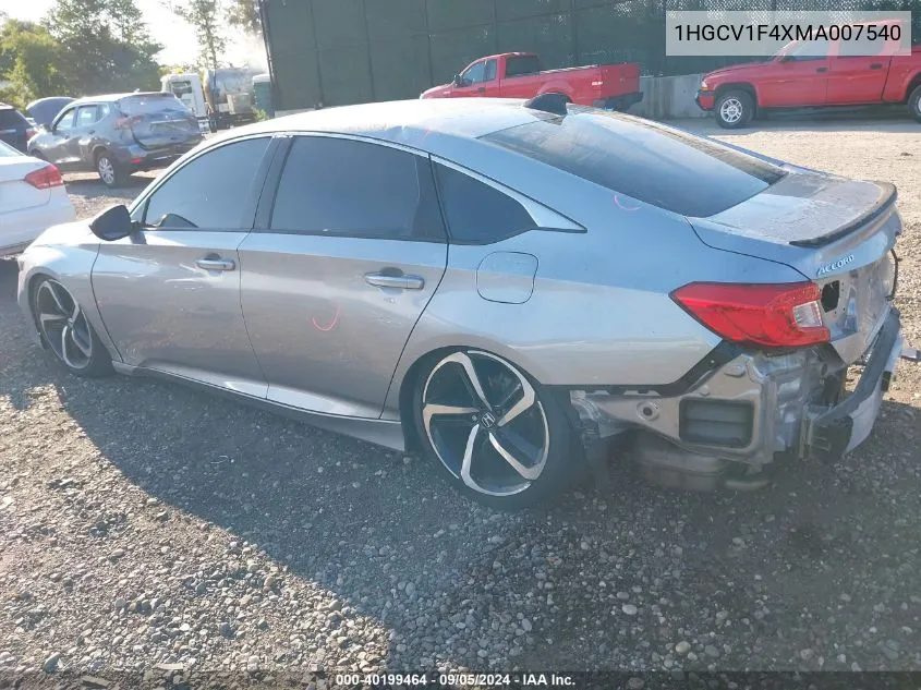 2021 Honda Accord Sport Special Edition VIN: 1HGCV1F4XMA007540 Lot: 40199464