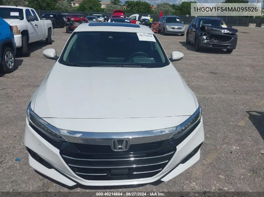 2021 Honda Accord Ex-L VIN: 1HGCV1F54MA095526 Lot: 40214664