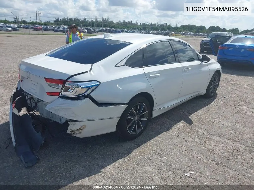 2021 Honda Accord Ex-L VIN: 1HGCV1F54MA095526 Lot: 40214664