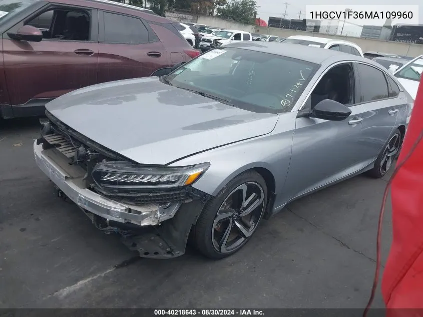 1HGCV1F36MA109960 2021 Honda Accord Sport