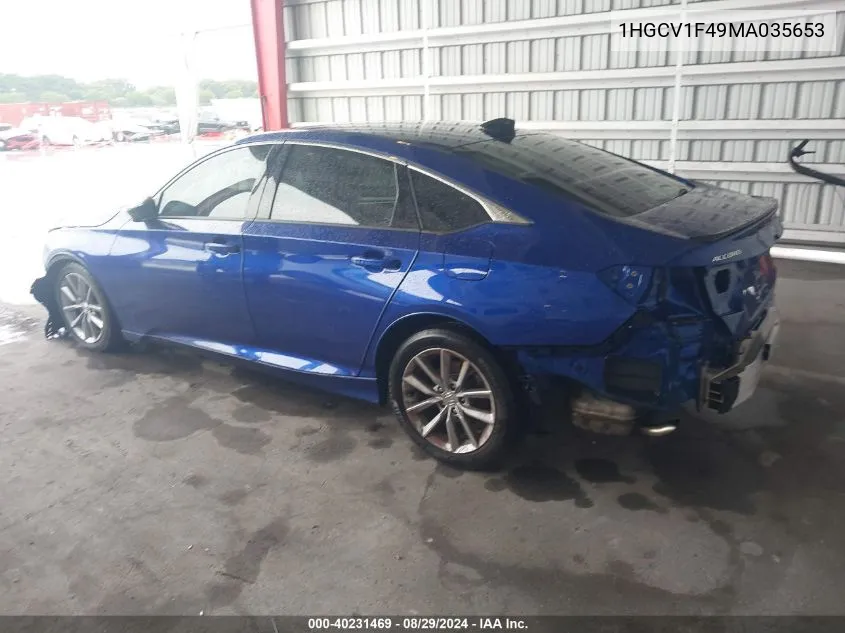 2021 Honda Accord Sport Special Edition VIN: 1HGCV1F49MA035653 Lot: 40231469