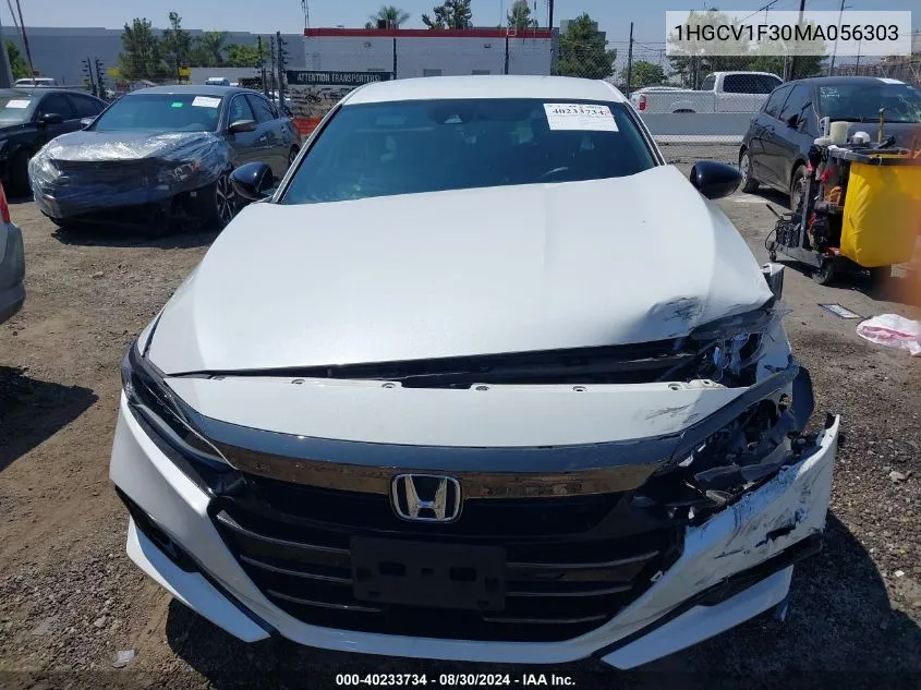 2021 Honda Accord Sport VIN: 1HGCV1F30MA056303 Lot: 40233734