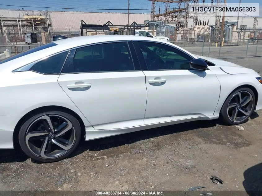 2021 Honda Accord Sport VIN: 1HGCV1F30MA056303 Lot: 40233734