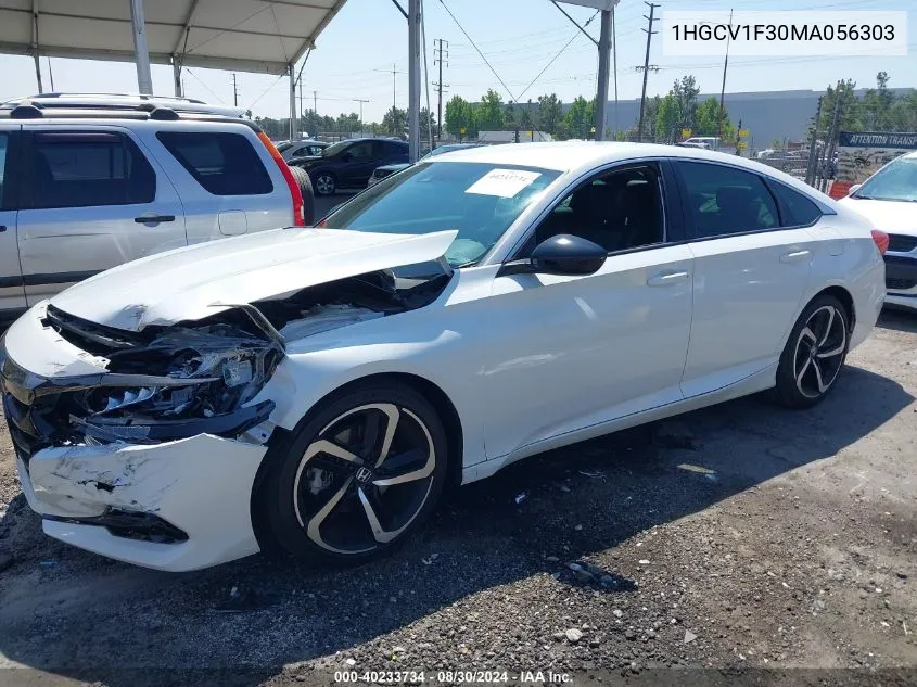 2021 Honda Accord Sport VIN: 1HGCV1F30MA056303 Lot: 40233734