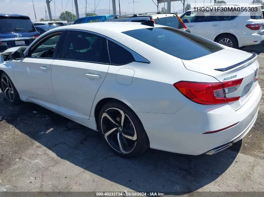 2021 Honda Accord Sport VIN: 1HGCV1F30MA056303 Lot: 40233734