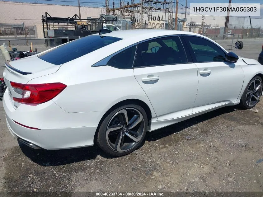 2021 Honda Accord Sport VIN: 1HGCV1F30MA056303 Lot: 40233734