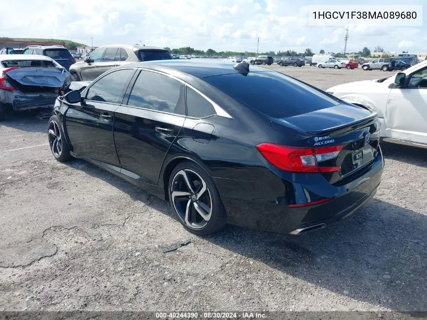 2021 Honda Accord Sport VIN: 1HGCV1F38MA089680 Lot: 40244390